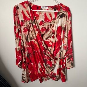Draped wrap floral top